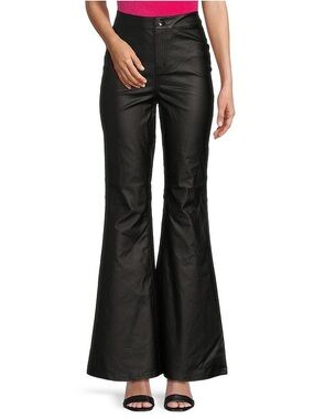 Chelsea & Violet Coated Bootcut Flare Pants Black Faux Leather Size 29